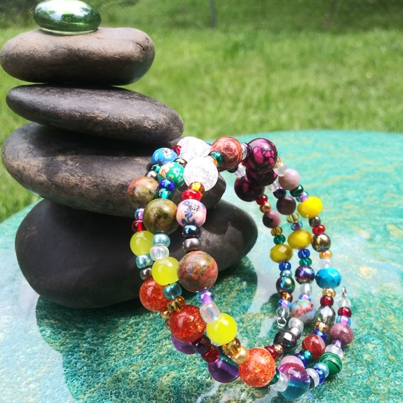 AGATE HOWLITE Crystals Gemstone Bracelet Handmade Beaded Festival Gift Beads - Picture 10 of 17